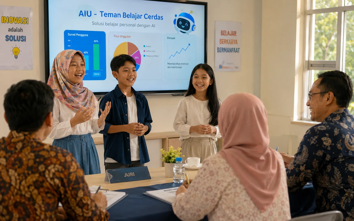 Children presenting their ideas to a judging panel at a Mini Shark Tank session